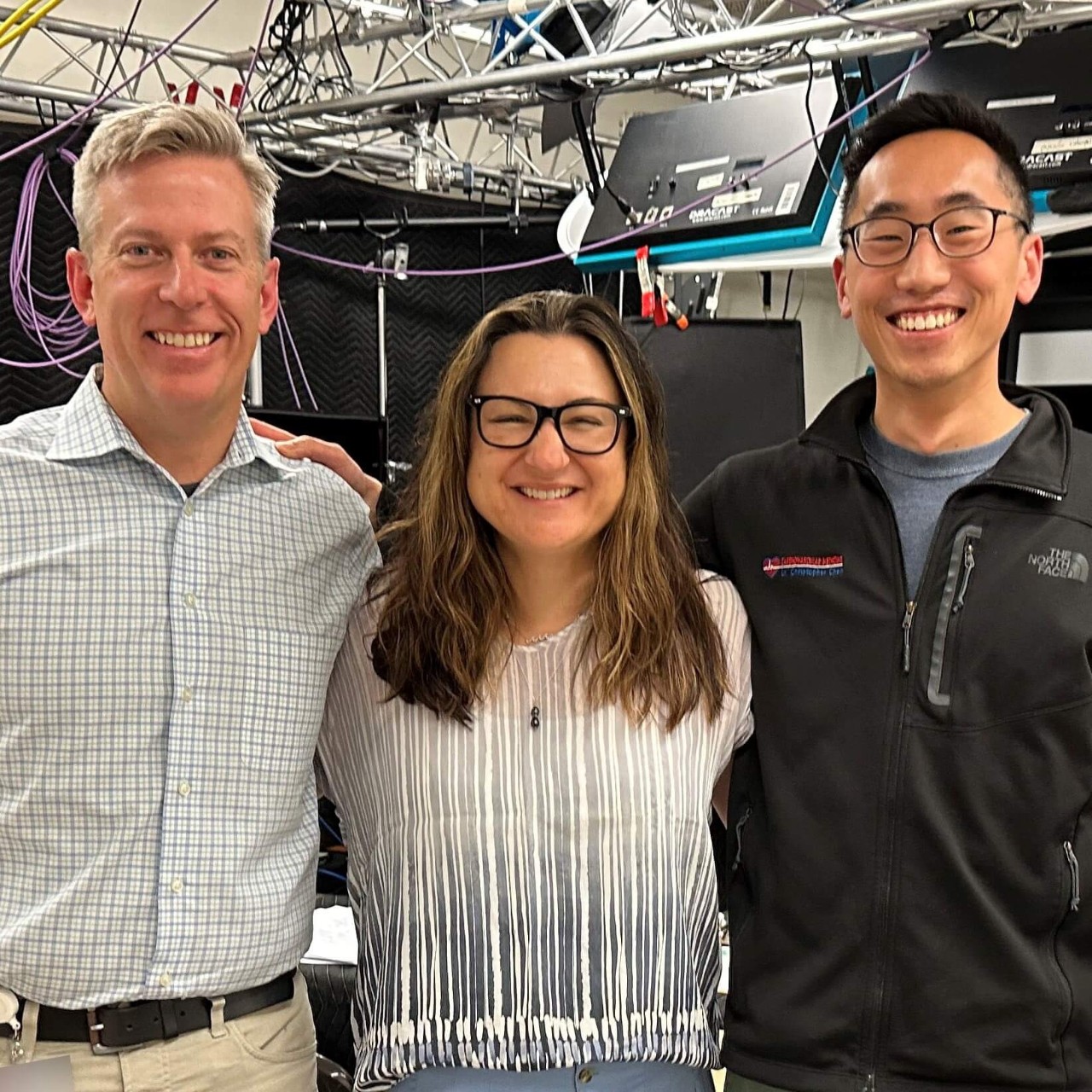 Cardiologists Matthew DeVane, DO FACC, and Carolyn Lacey, MD FACC with their guest, Dr. Christopher Chen